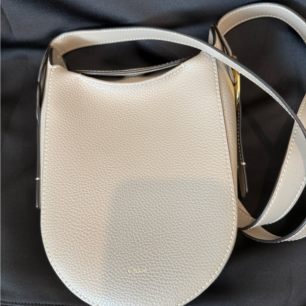 Chloe Darry Leather Crossbody in Light Gray